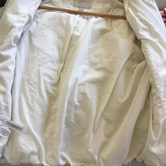 Beautiful Ann Taylor Loft zip jacket Medium silver grey fleece ecru white cotton - Picture 10 of 13